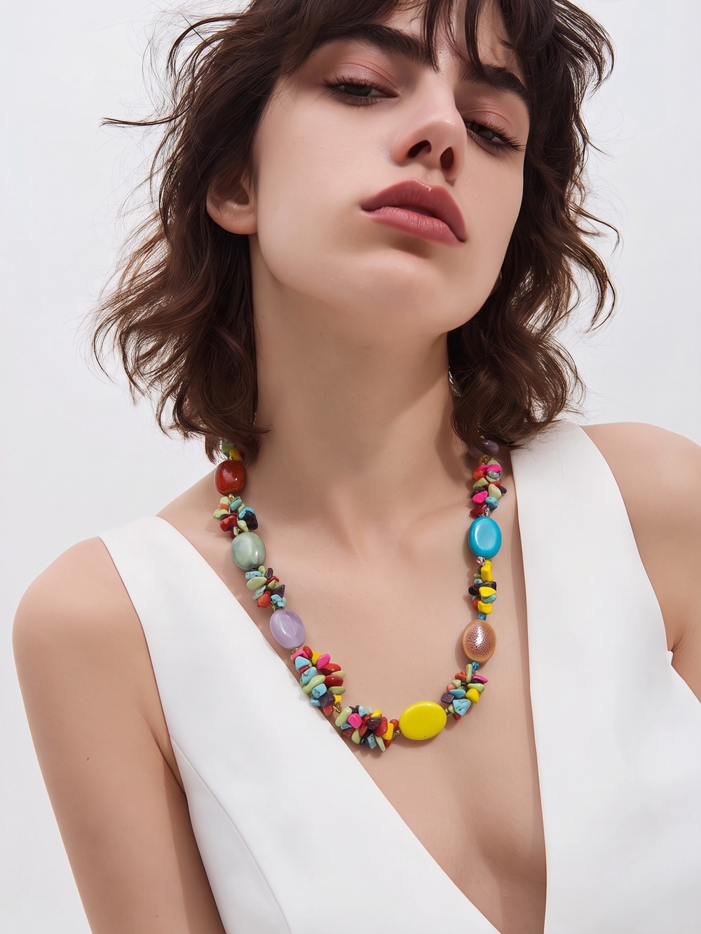 Boutique Multicolor Bead Statement Necklace